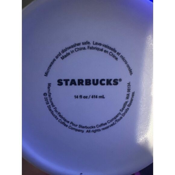 STARBUCKS 2018 Brown Dipped Iridescent Square Handle Coffee Mug White Bottom - Picture 12 of 12